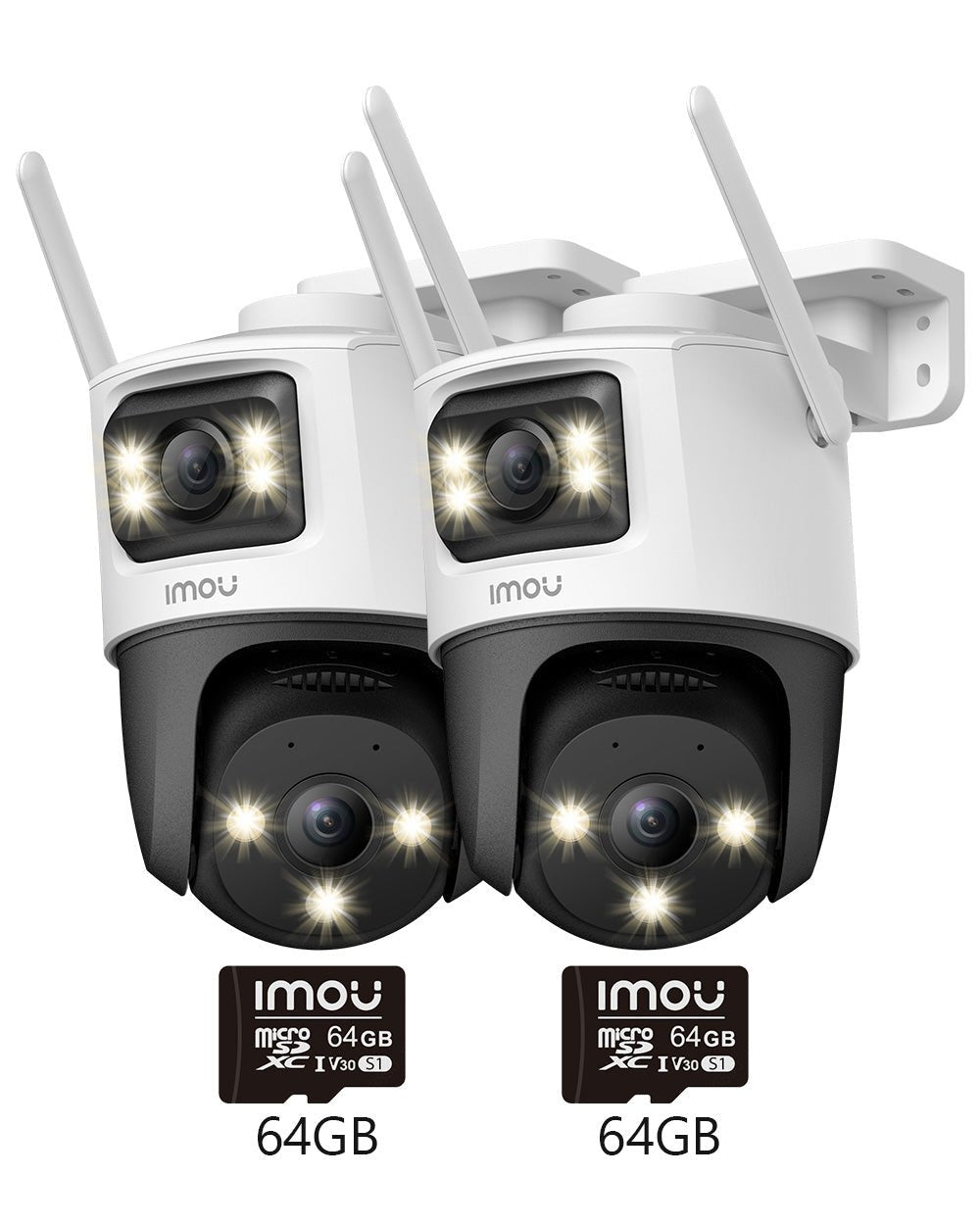 2 Pieces Cruiser Dual Kit 5MP+3MP / 3MP+3MP - IMOU Store3MP(PT)+3MP(Fixed)+2 Pièces 64GB Memory Card