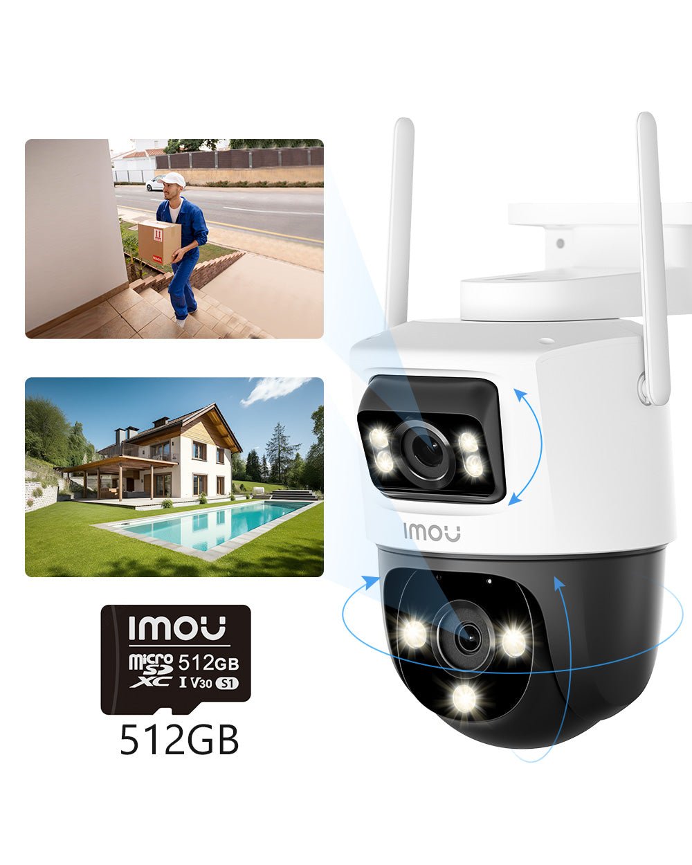 Cruiser Dual 5MP+3MP / 3MP+3MP - IMOU Store3MP(PT)+3MP(Fixed)+ 512GB Memory Card