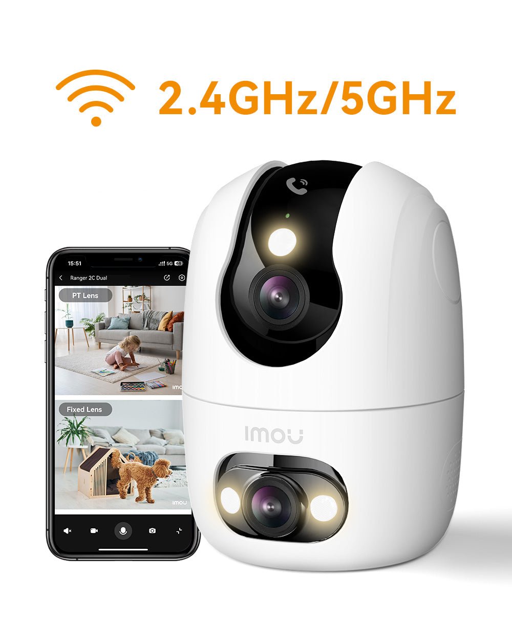 Ranger 2C Dual 4MP+4MP/3MP+3MP - 2.4GHz/5GHz Dual Band - IMOU Store3MP(PT)+3MP(Fixed)None