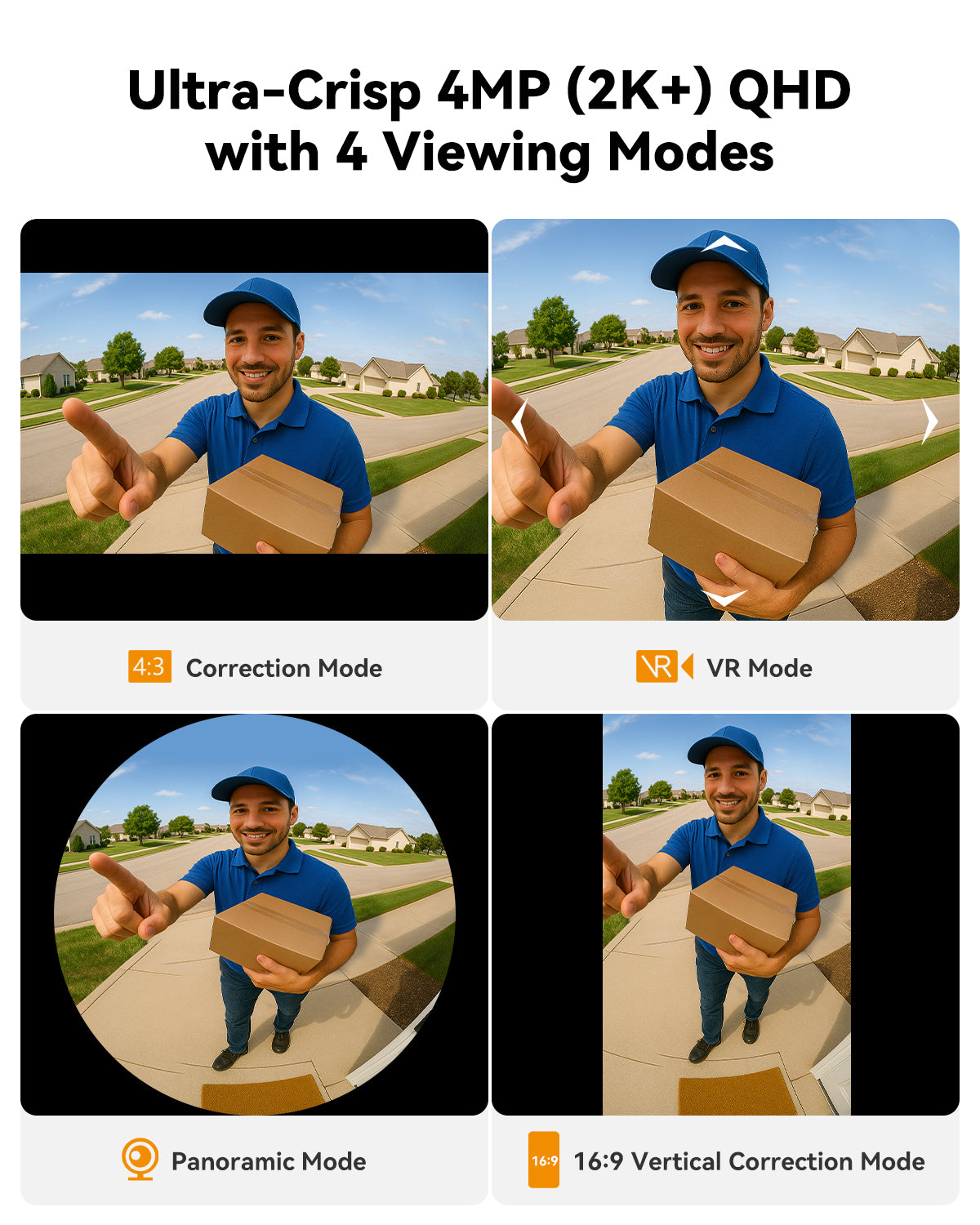 DB3 Smart Video Doorbell - 4MP 2.5K Ultra-Wide Fisheye View