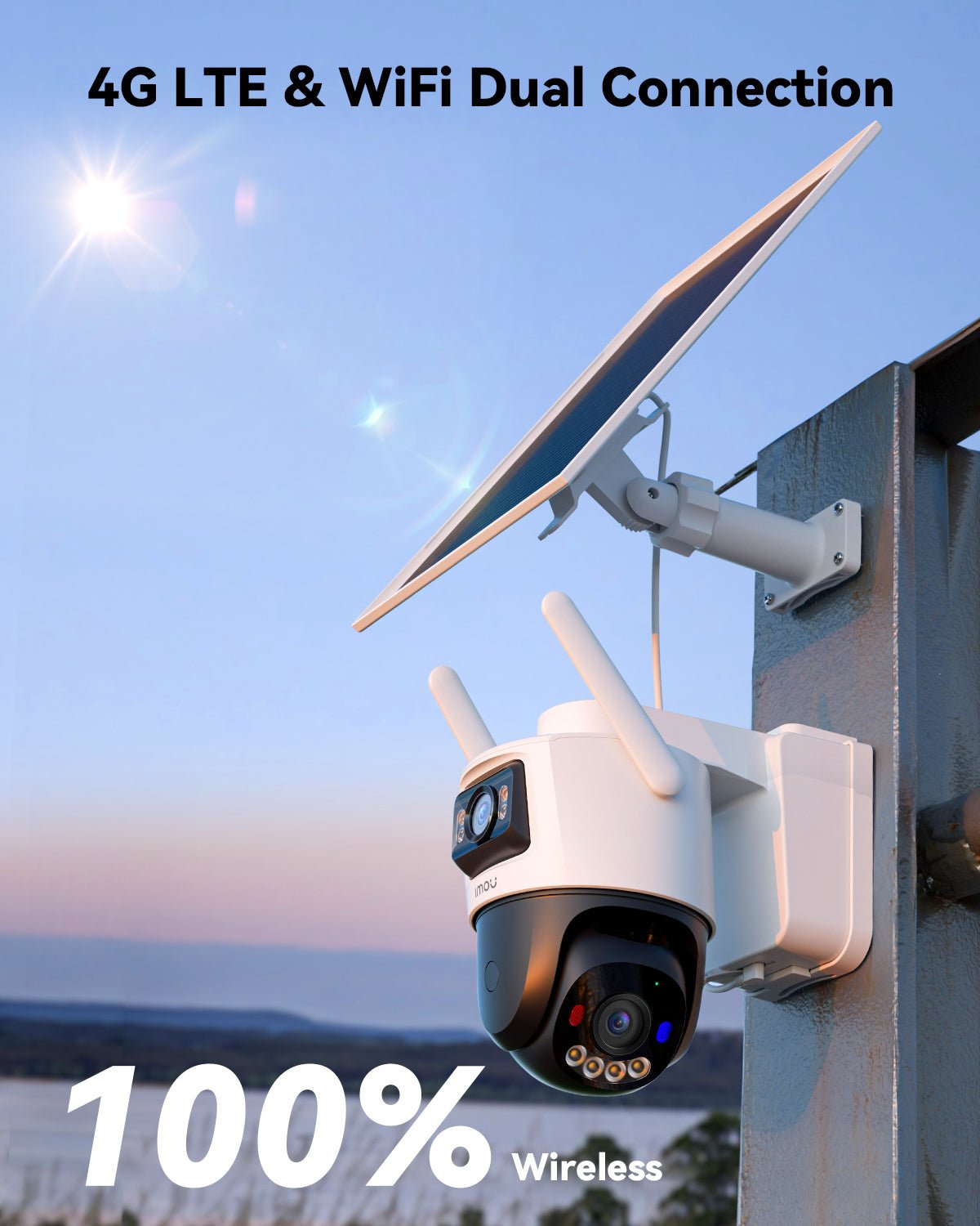 AOV Dual 3K 5MP 4G LTE & 2.4GHz Wi - Fi - IMOU Store5MP 3K with Solar Panel + SIM Card + 128GB Memory CardNone