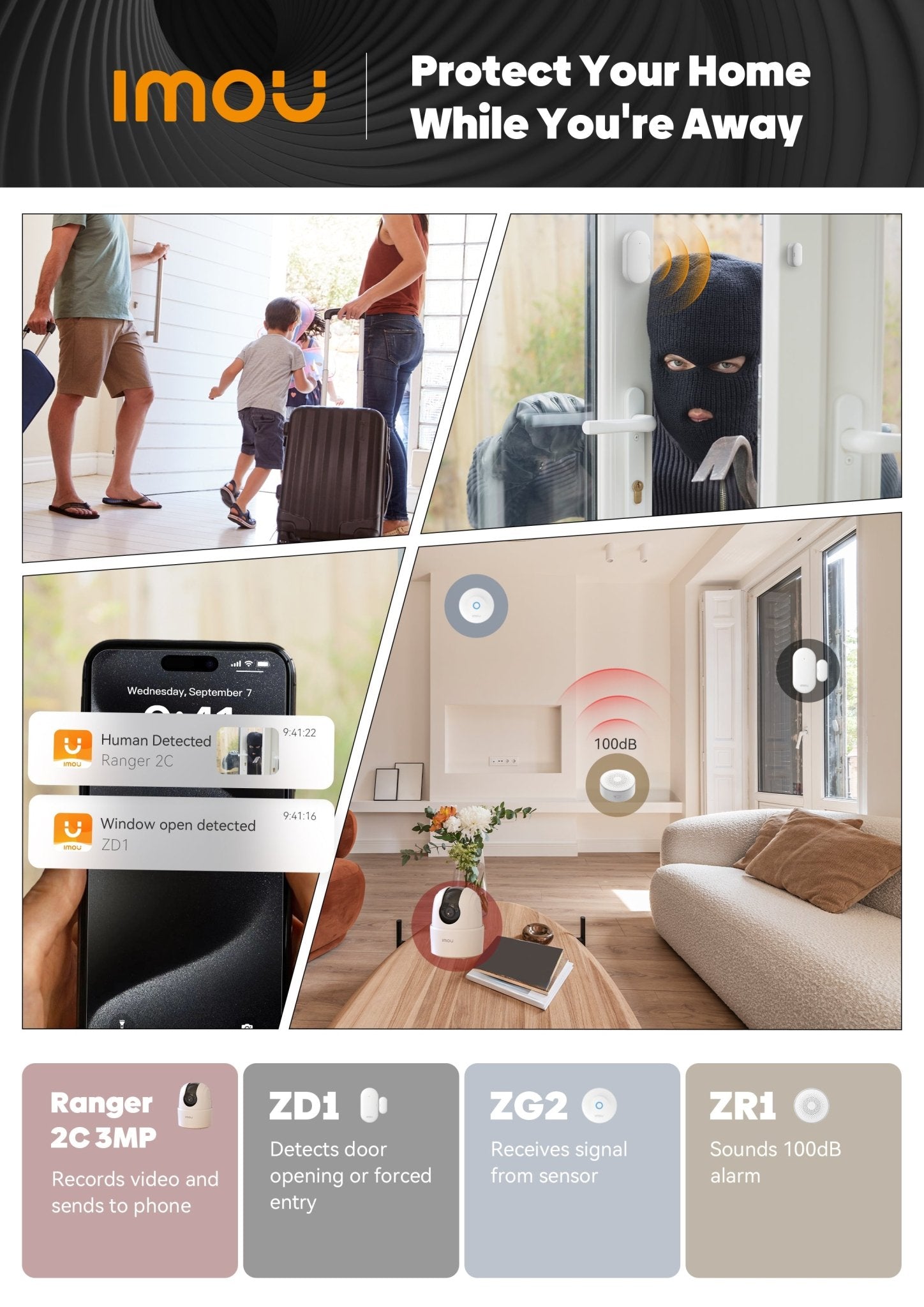 Burglar Alarm & Indoor Camera Kit - IMOU StoreHome Security Alarm Kit [3MP]