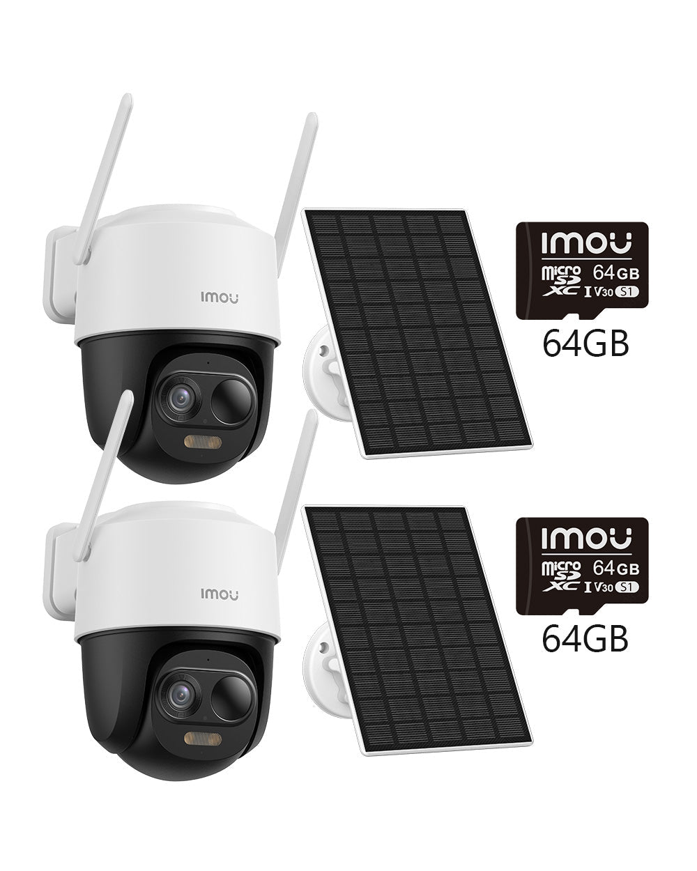 Cell PT/ PT 2C 360° PTZ 5MP 3K 3MP 2K 100% Wireless-UK - IMOU Store2pcs [2C 3MP 2K with Solar Panel] Kit（5000 mAh）+2pcs 64GB Memory Card