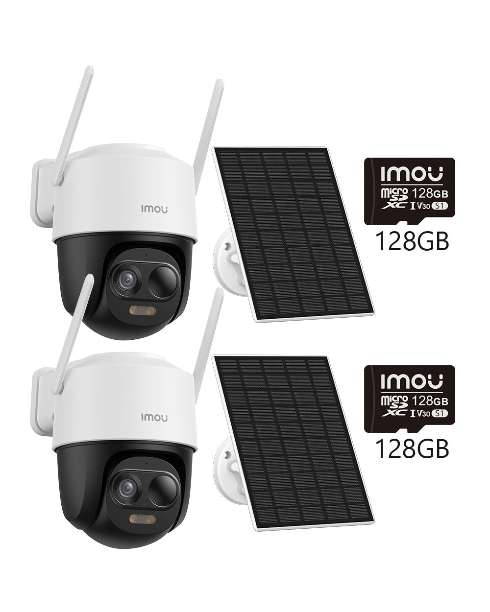 Cell PT/ PT 2C 360° PTZ 5MP 3K 3MP 2K 100% Wireless-UK - IMOU Store2pcs [2C 3MP 2K with Solar Panel] Kit（5000 mAh）+2pcs 128GB Memory Card