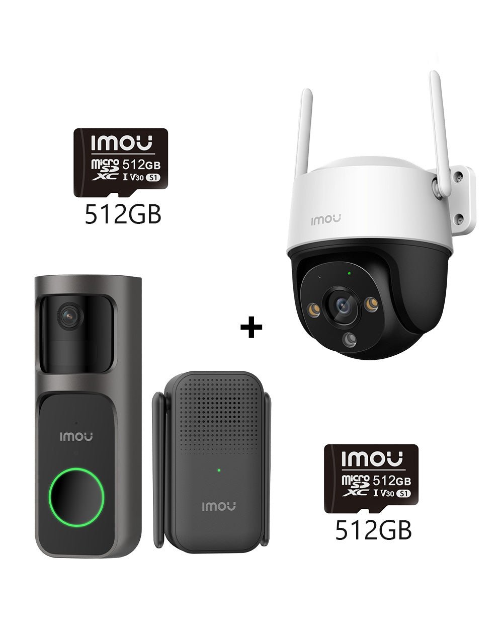 Entry & Outdoor Safety Kit - IMOU StoreDoorbell 3MP 2K+ Outdoor Camera 3MP 2K+ 2 Pieces 512GB Memory Card