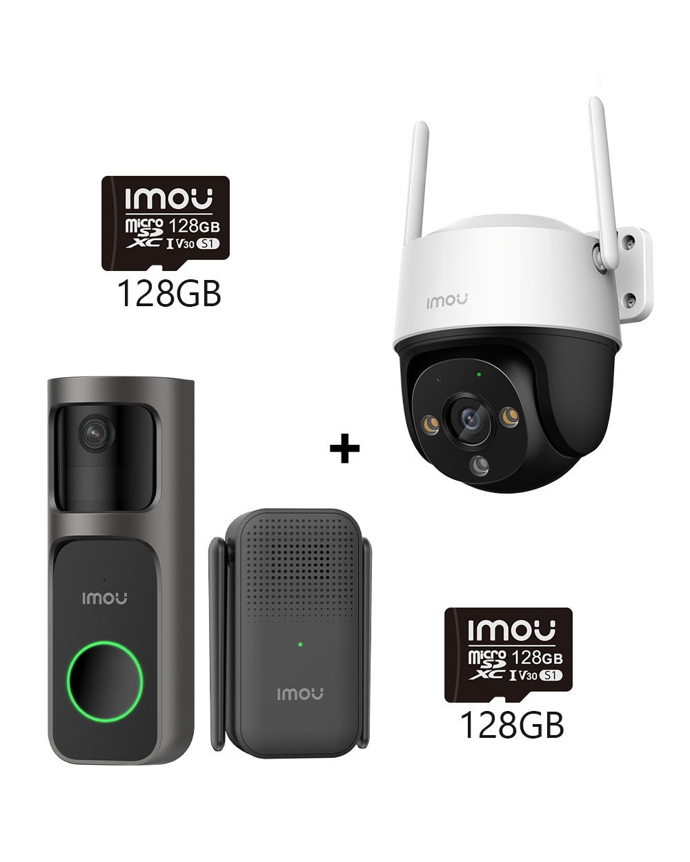 Entry & Outdoor Safety Kit - UK - IMOU StoreDoorbell 3MP 2K+ Outdoor Camera 3MP 2K+ 2 Pieces 128GB Memory Card
