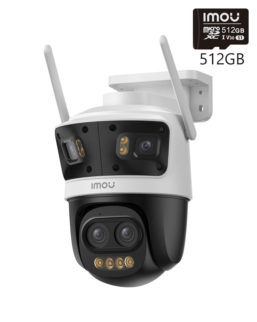 [PoE+ 2.4/5G Wi - Fi 6] Cruiser Pano Z 4 - Lens 5MP（12× Zoom）+ 2×4MP - IMOU Store5MP（PT）+4MP（Fixed）+4MP（Fixed）+ 512GB Memory Card