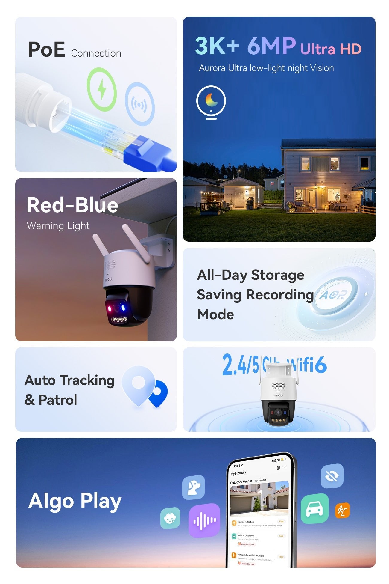 [PoE+ 2.4/5G Wi - Fi 6] Titan Pro 6MP 3K+ Ultra low - light night vision camera - IMOU Store3K+ 6MPNone