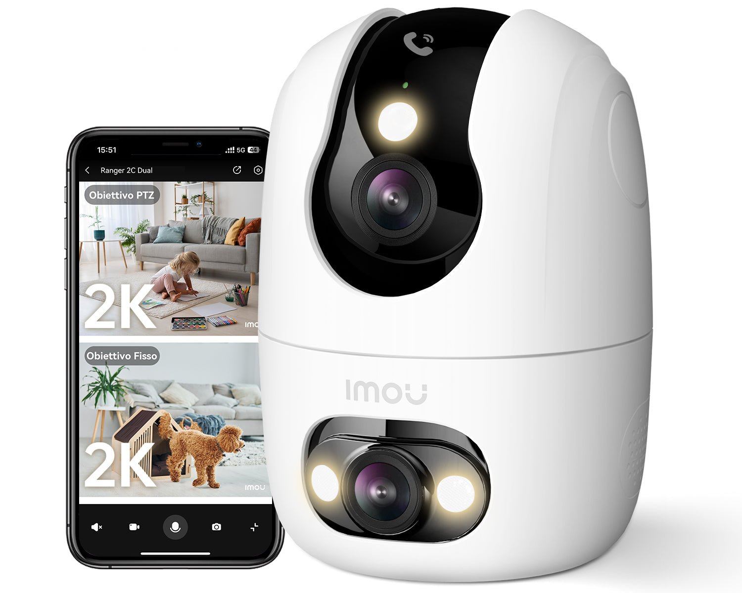 IMOU Ranger 2C Dual | Telecamera di sicurezza AI Dual-Lens 4MP+4MP 3MP
