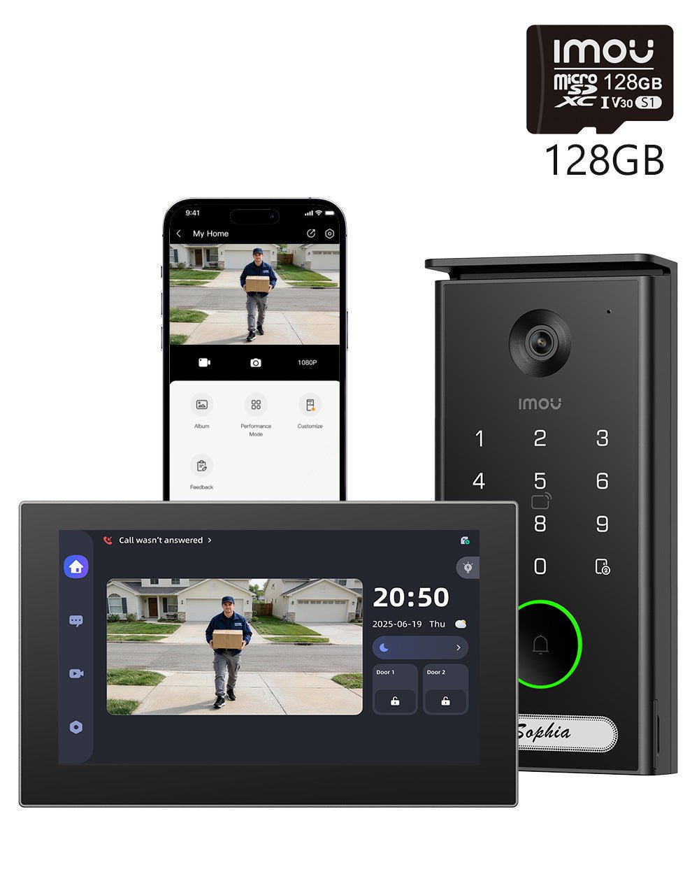 VDP7 Video Door Phone 5MP 3K 2.4/5GHz Support Phone NFC - IMOU Store5MP 3K+ 128GB Memory Card