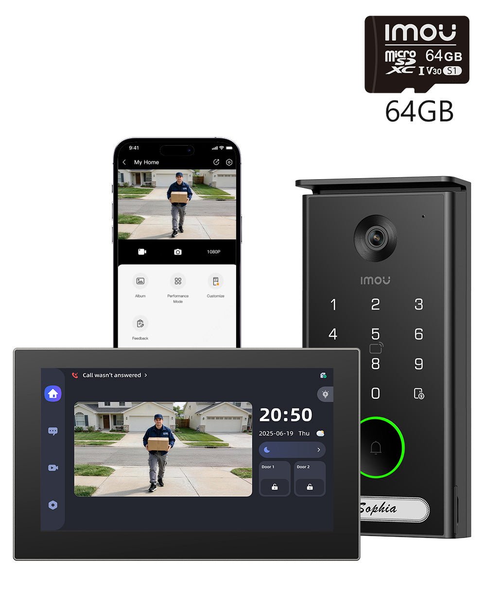 VDP7 Video Door Phone 5MP 3K 2.4/5GHz Support Phone NFC - IMOU Store5MP 3K+ 64GB Memory Card
