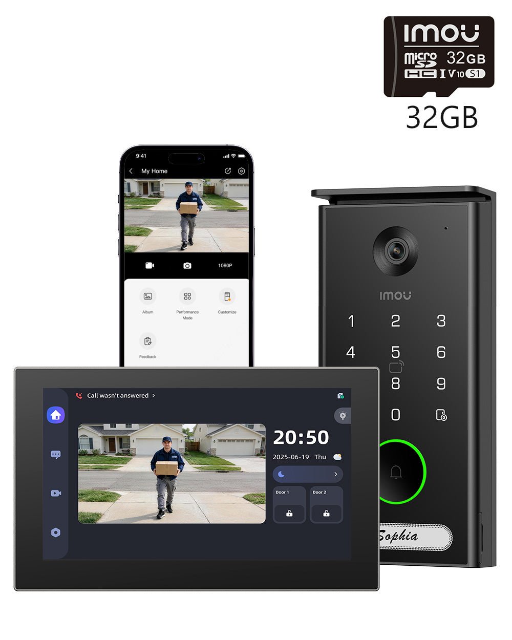 VDP7 Video Door Phone 5MP 3K 2.4/5GHz Support Phone NFC - IMOU Store5MP 3K+ 32GB Memory Card
